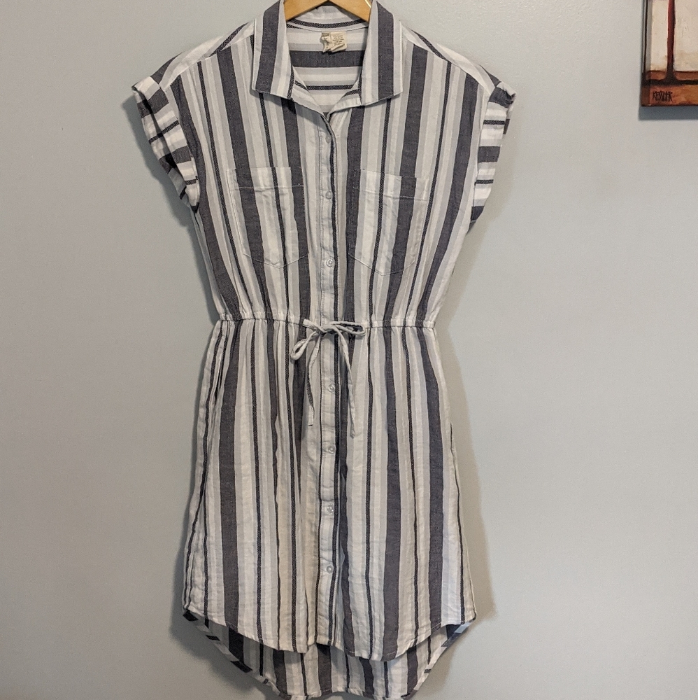 Japna Striped Midi Shirt Dress
